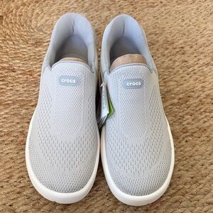 CROCS Light Gray Mesh Slip-Ons